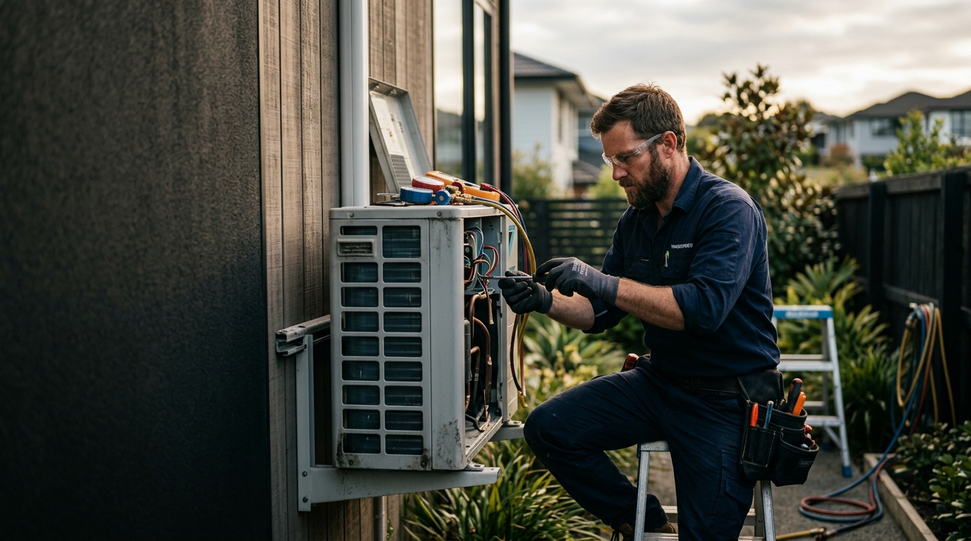 A New Zealand HVAC technician on the job